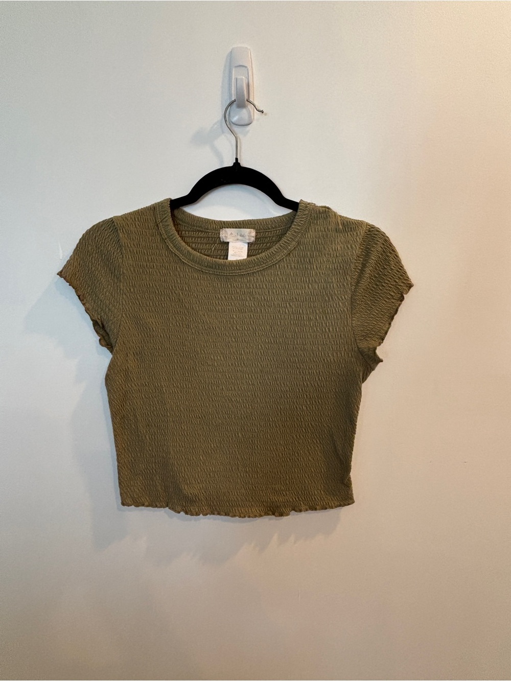 Altar'd State Olive Ribbed Crop Tee